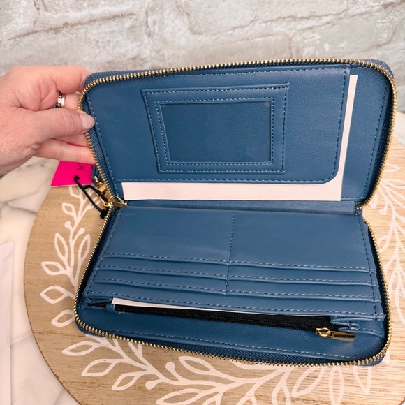 NWT Betsey Johnson Denim, Flower embroidered pattern,Wristlet/Wallet,Gold logo🌸 - Picture 6 of 8